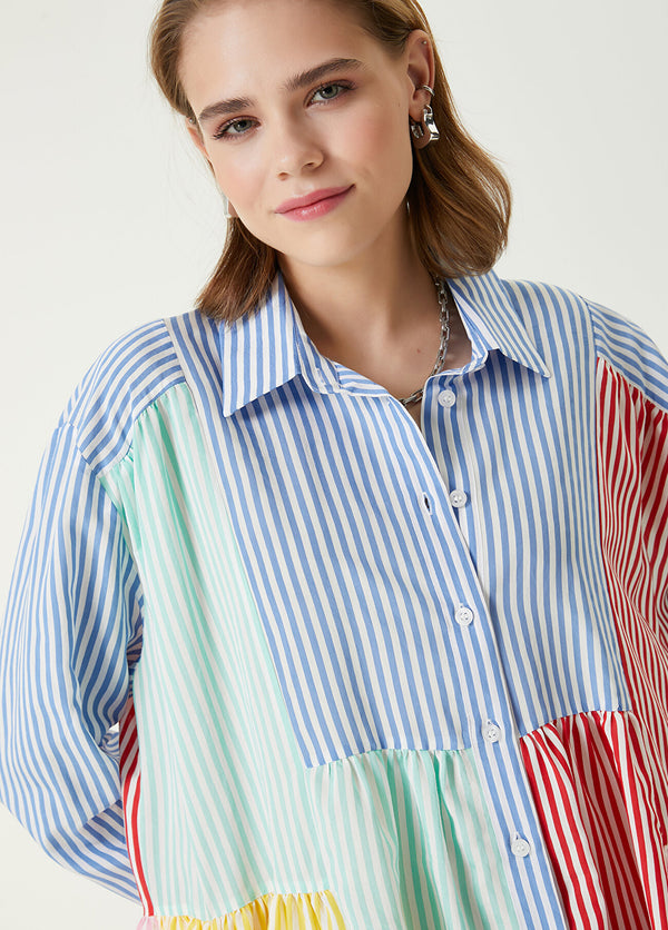 Beymen Club Striped Mini Shirt Dress Multi Color