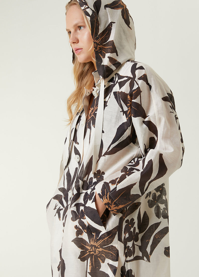 Beymen Club Hooded Patterned Coat Black/White