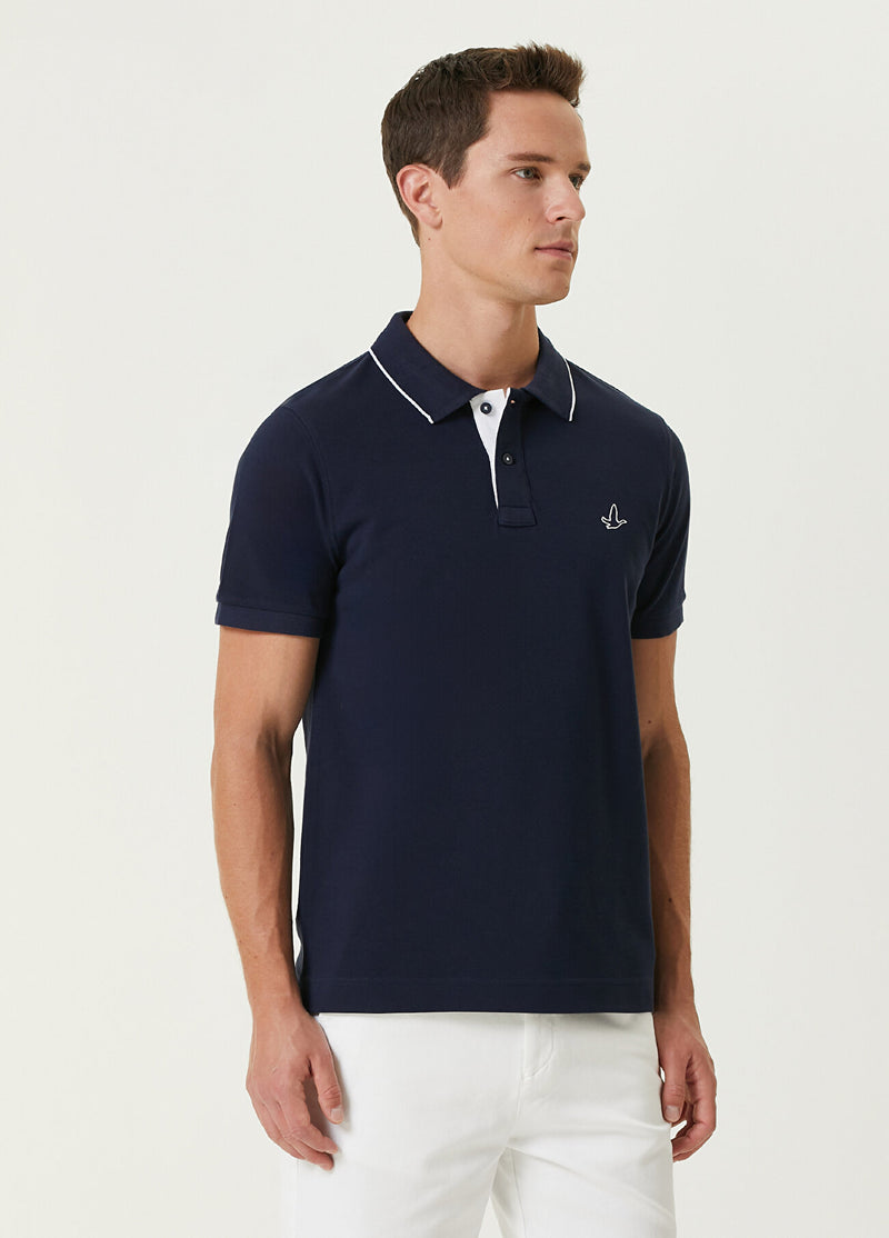 Beymen Club Men Slim Fit Polo Neck T-Shirt Navy