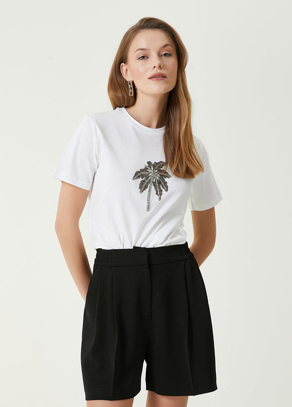 Beymen Club Stoned Palm Tree Detailed T-Shirt Off White