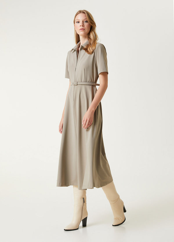 Beymen Club Midi Dress Dark Beige