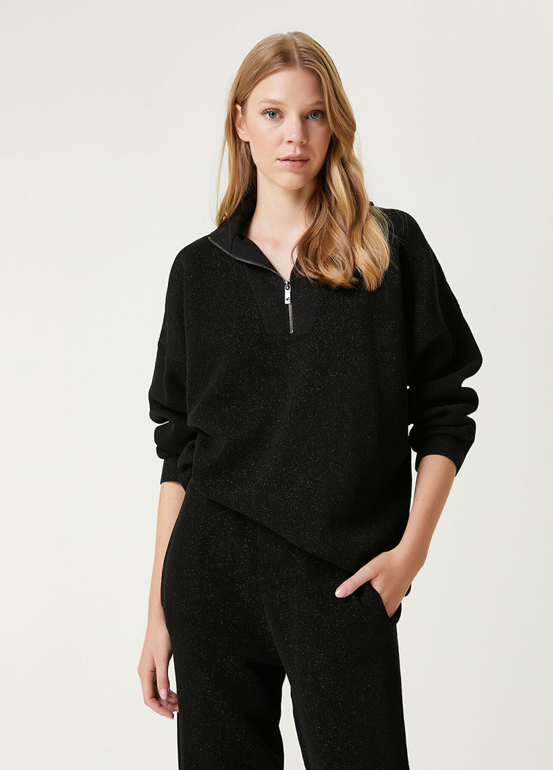 Beymen Club Glitter Textured Sweater Black