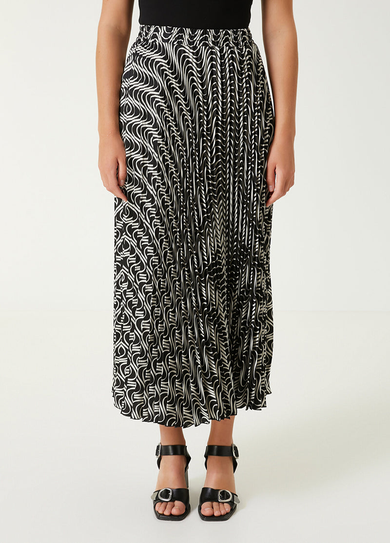 Beymen Club Patterned Midi Skirt Black/White