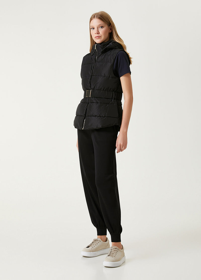 Beymen Club Hooded Lock Belt Detailed Puff Vest Black