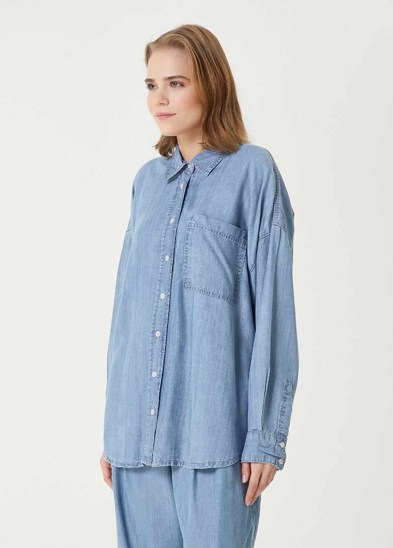 Beymen Club Oversize Denim Shirt Light Blue