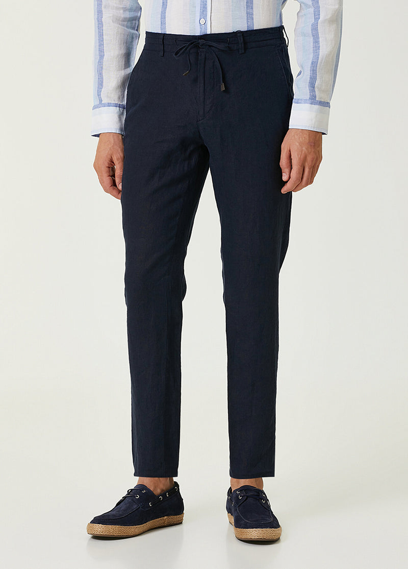 Beymen Club Men Corded Waist Linen Trousers Navy