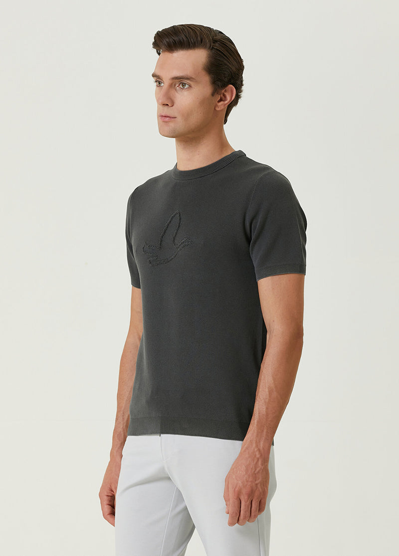 Beymen Club Men Bird Contoured Short Sleeve Sweater Anthracite