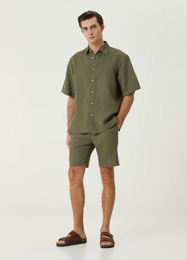 Beymen Club Men Waist Corded Linen Shorts Khaki