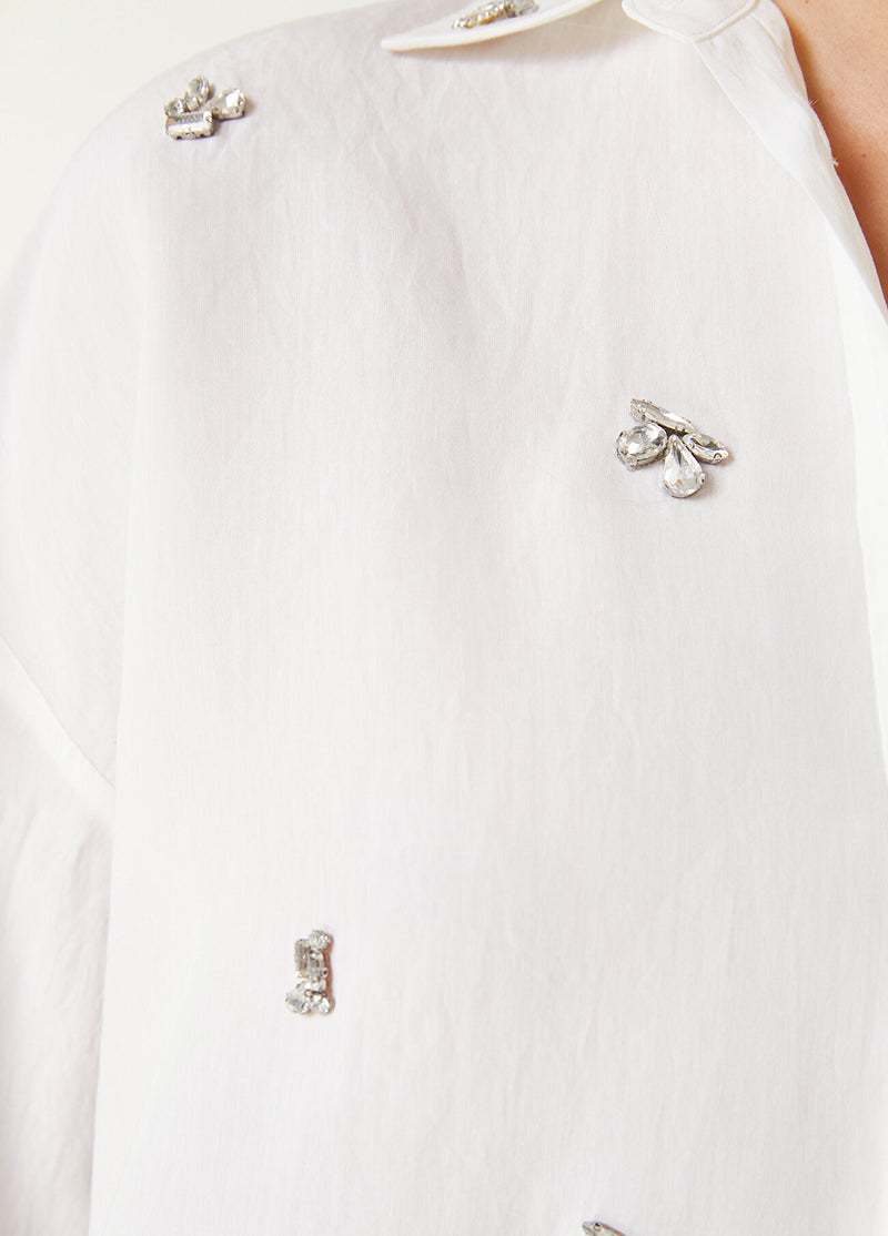 Beymen Club Stone-Embellished Oversize Shirt White