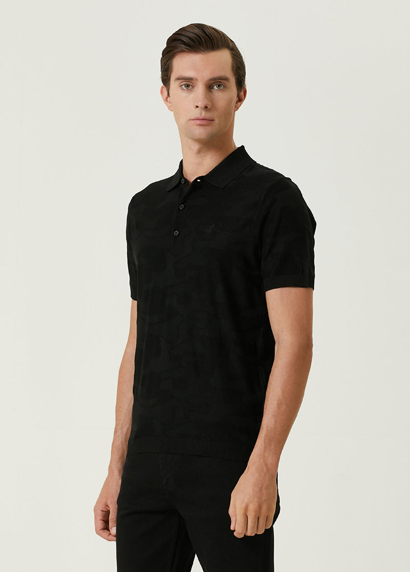 Beymen Club Men Polo Neck Textured Short Sleeve Knitwear Black