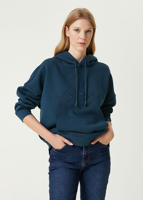 Beymen Club Teal Logo Hoodie Blue