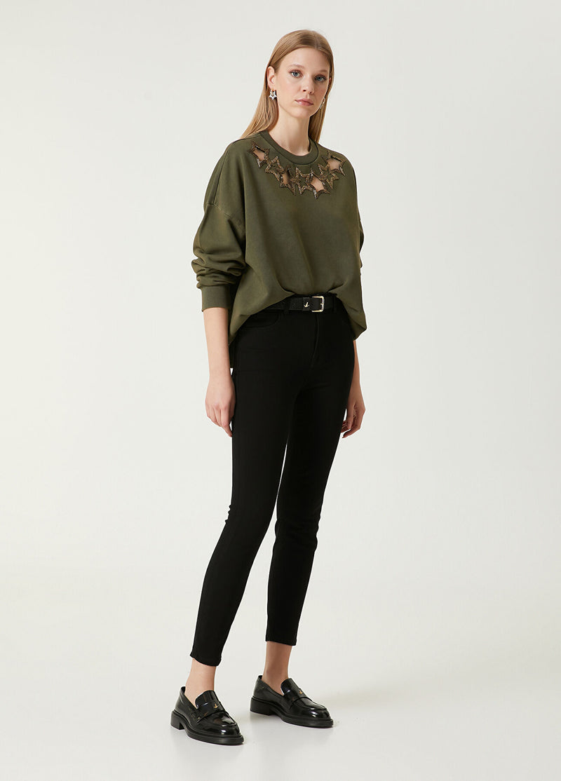 Beymen Club Star Embroidered Sweatshirt Khaki