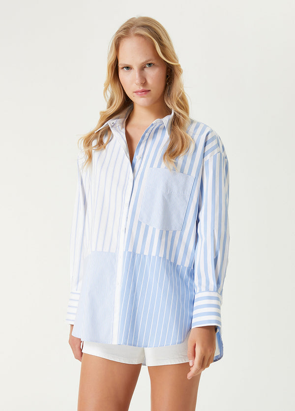 Beymen Club Striped Shirt With Pocket Blue