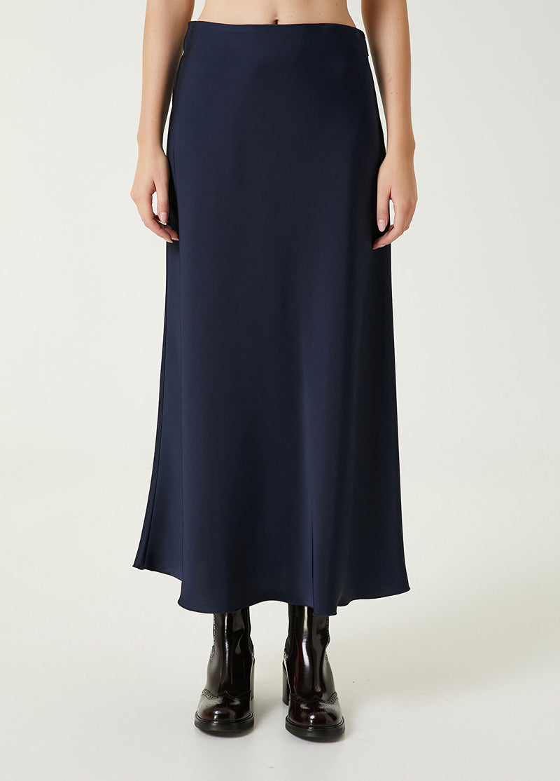 Beymen Club Navy Midi Satin Skirt Navy Blue