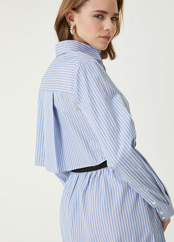 Beymen Club Stripe Pattern Long Shirt Dress Blue