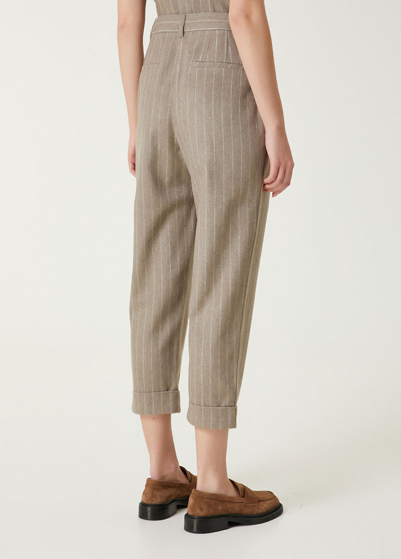 Beymen Club Striped Wool Pants Camel