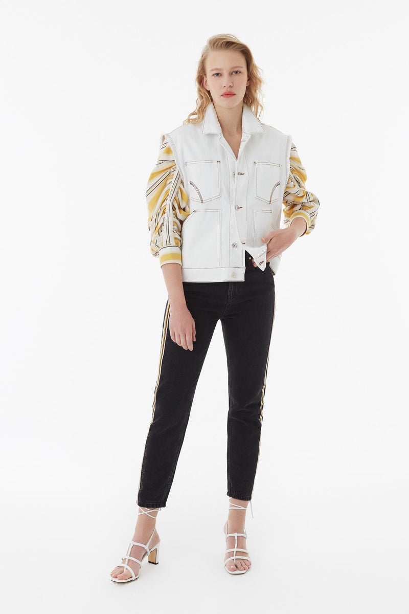 Exquise Blouse V-Stripe Wide Sleeve Yellow