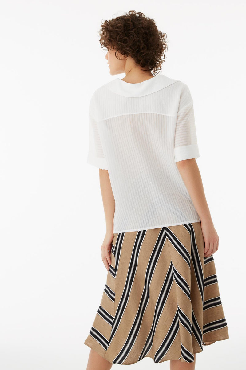 Exquise Blouse Stripe S/Sl Off White - Wardrobe Fashion