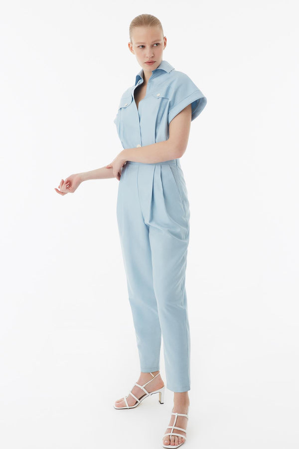 Exquise Jumpsuit S/Sl Blue - Wardrobe Fashion