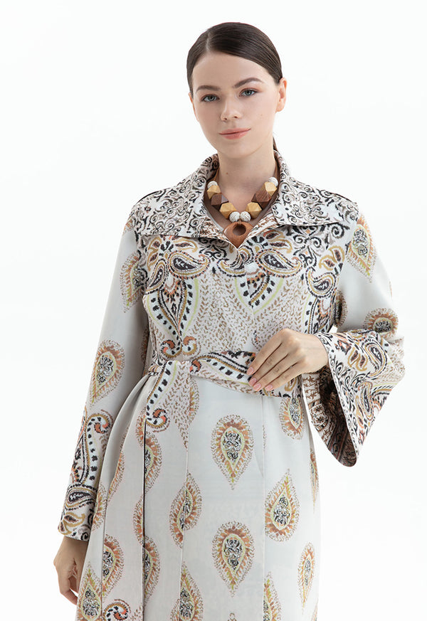 Choice Printed Belted Outerwear Print