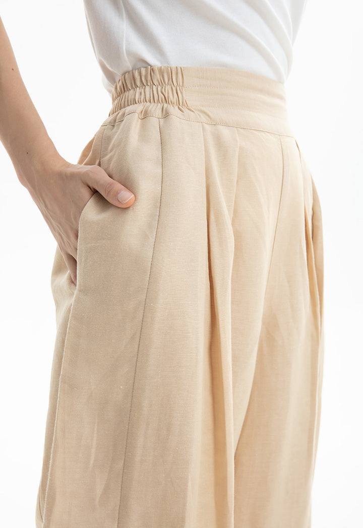 Choice Loose Cut Elasticated Waist Pants Beige