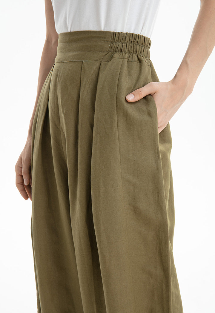 Choice Loose Cut Elasticated Waist Pants Khaki