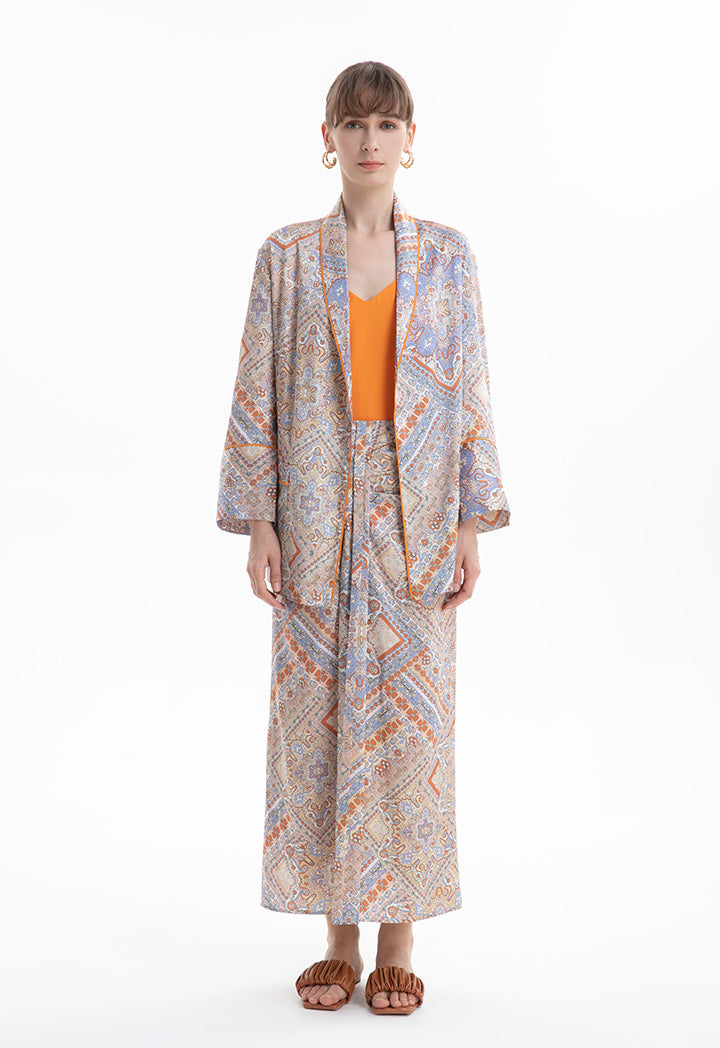 Choice Printed Belted Outerwear Print