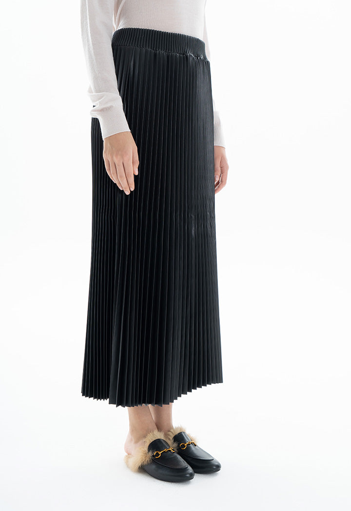 Choice Pleated Midi Skirt Black