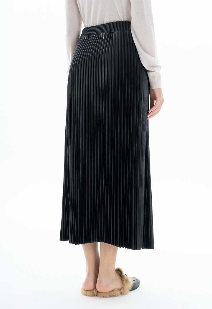 Choice Pleated Midi Skirt Black