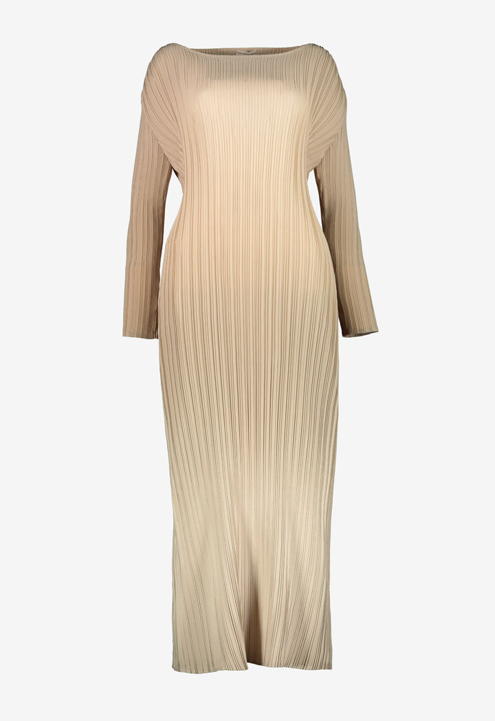 Choice Electric Pleated Bodycon Dress Beige