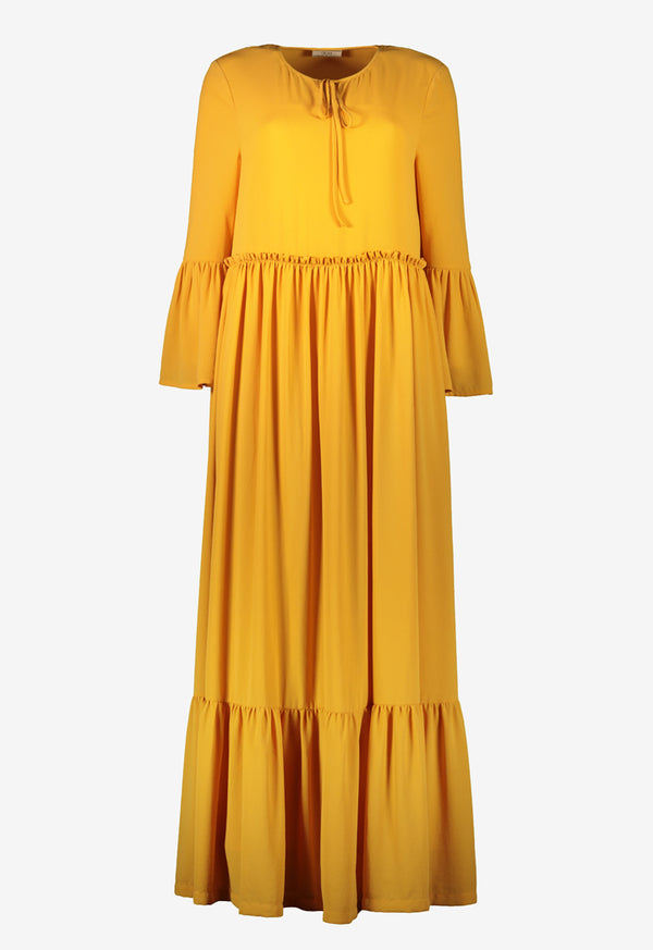 Choice Flared Gathered Dress Yellow