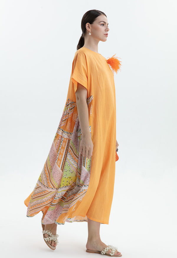 Choice Printed Edge Dress Orange