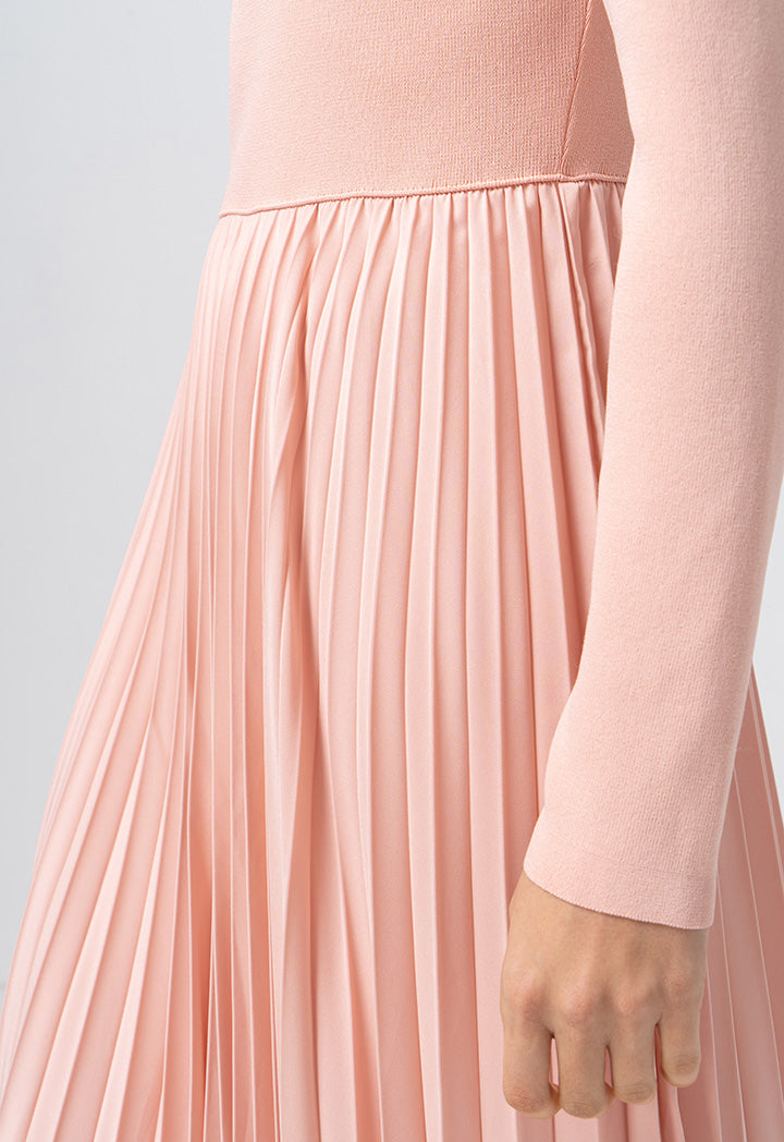 Choice Solid Pleated Maxi Dress Blush