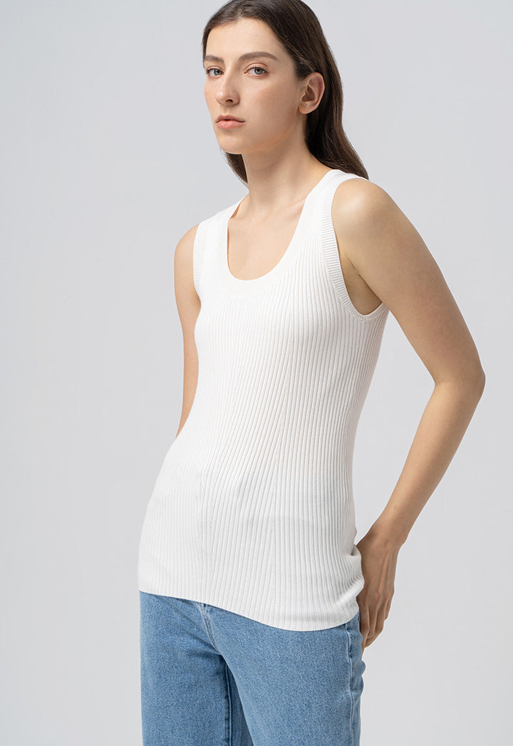 Choice Basic Ribbed Detail Knitwear Offwhite