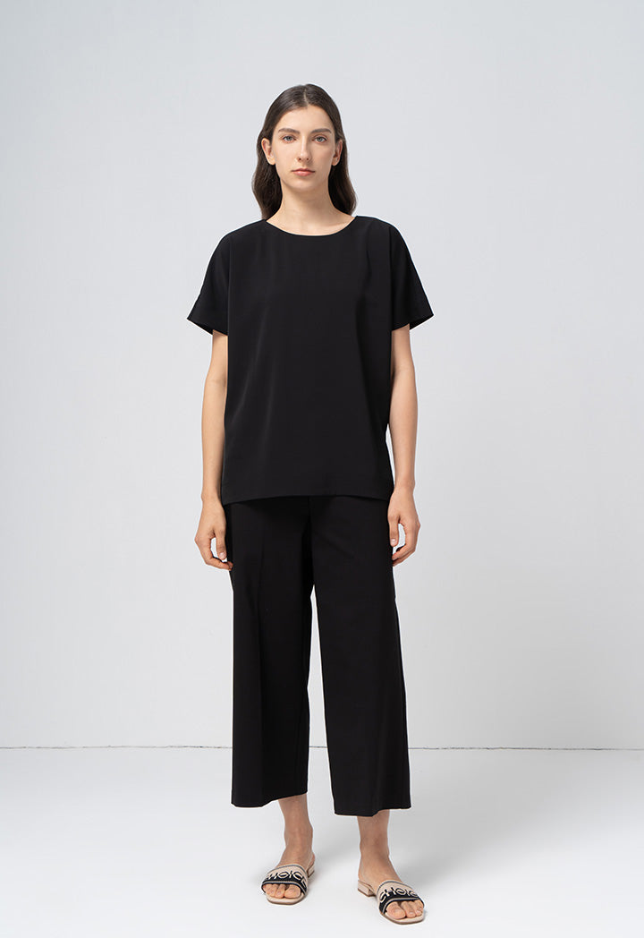 Choice Single Tone Wide Legs Trouser Black