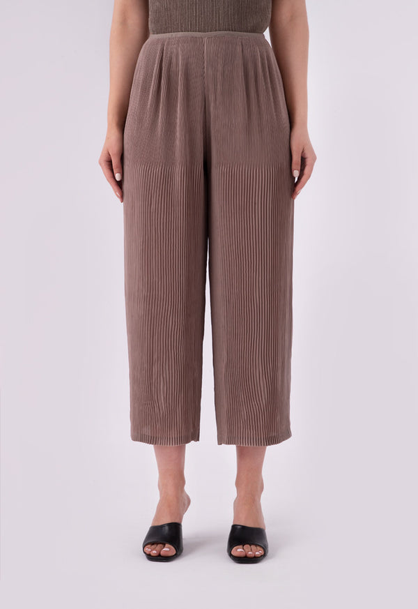 Choice Thin Electric Pleated Wide Leg Pants Beige