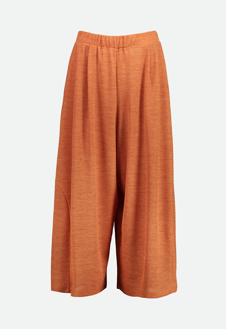 Choice Textured Fabric Wide Leg Culottes Brick Orange - Wardrobe Fashion