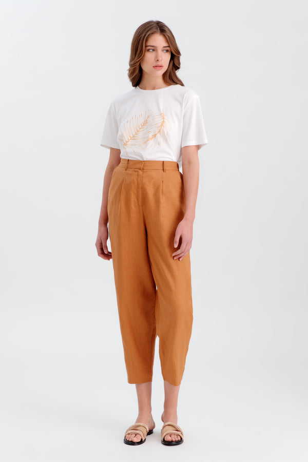 Choice Solid Wide Pants With Elasticated Waist Caramel