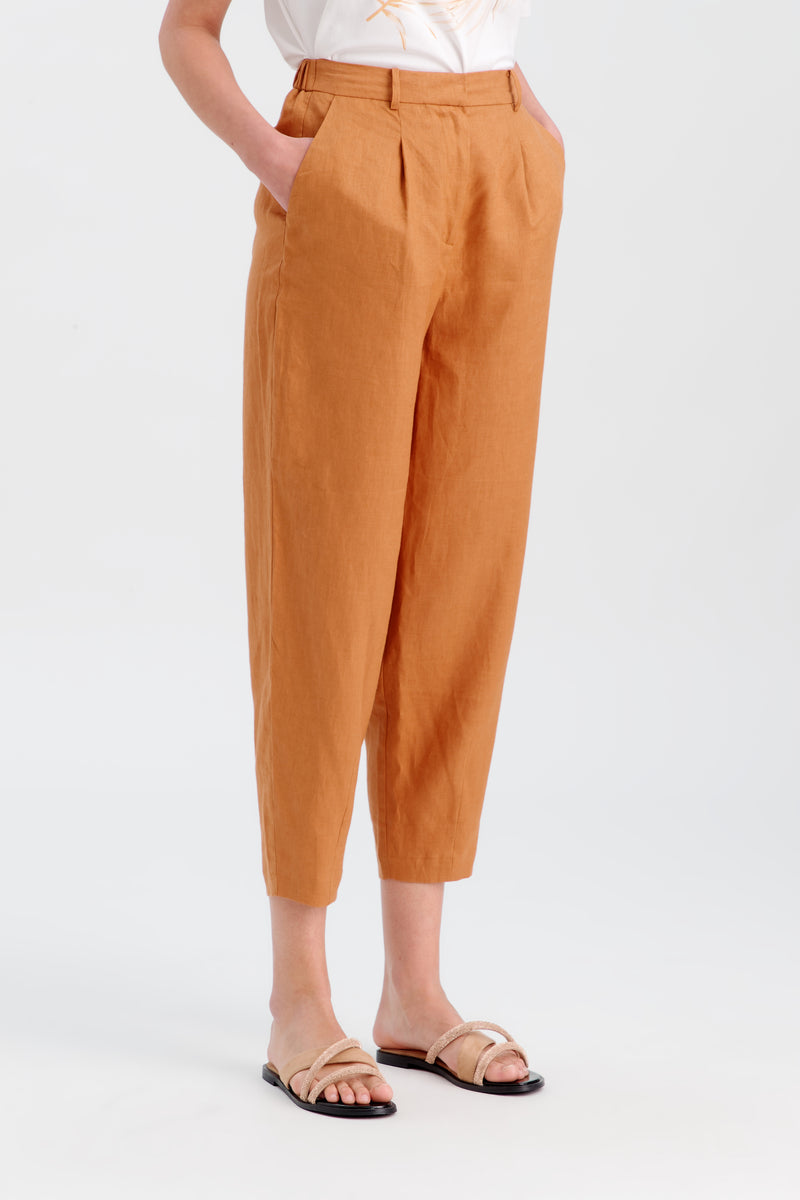 Choice Solid Wide Pants With Elasticated Waist Caramel