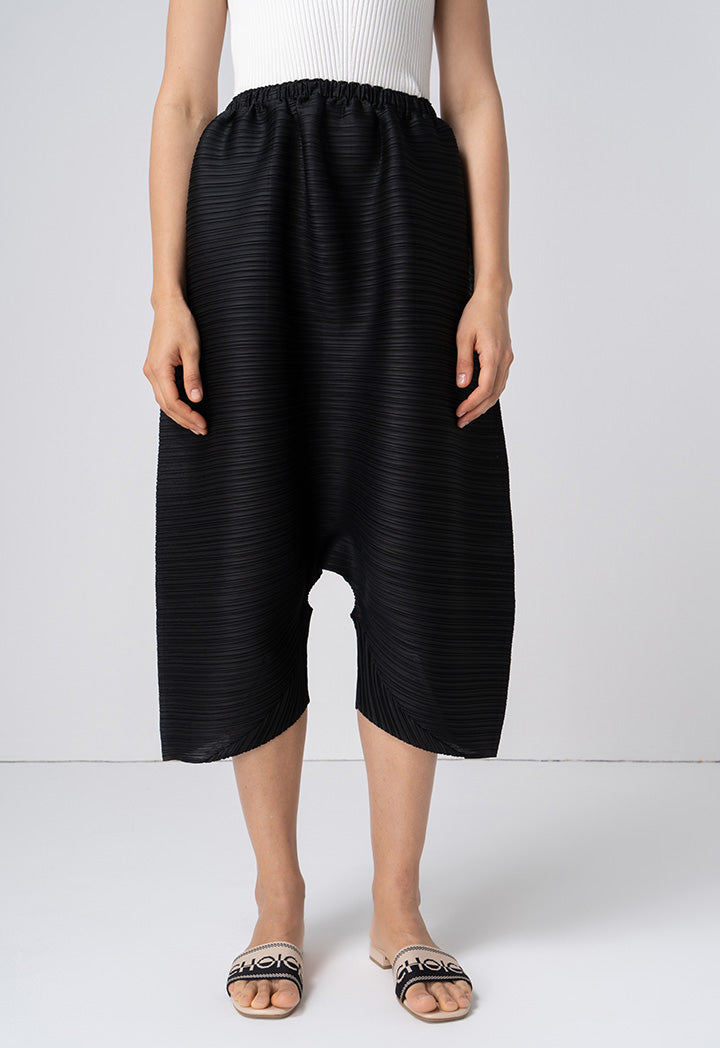 Choice Pleated Culottes Trousers Black