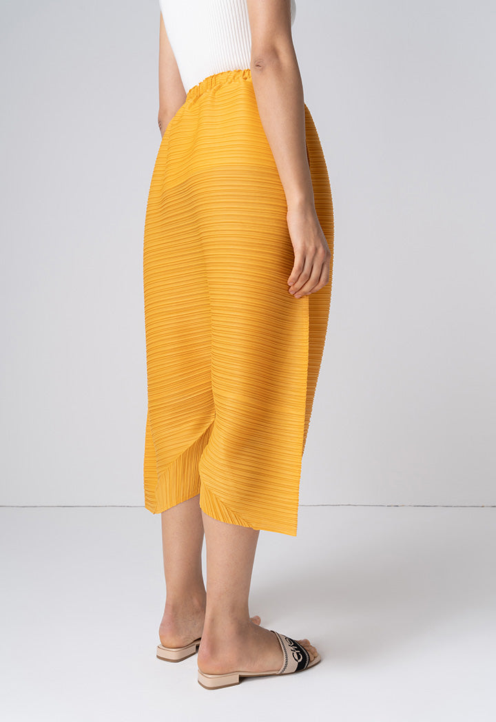 Choice Pleated Culottes Trousers Mustard