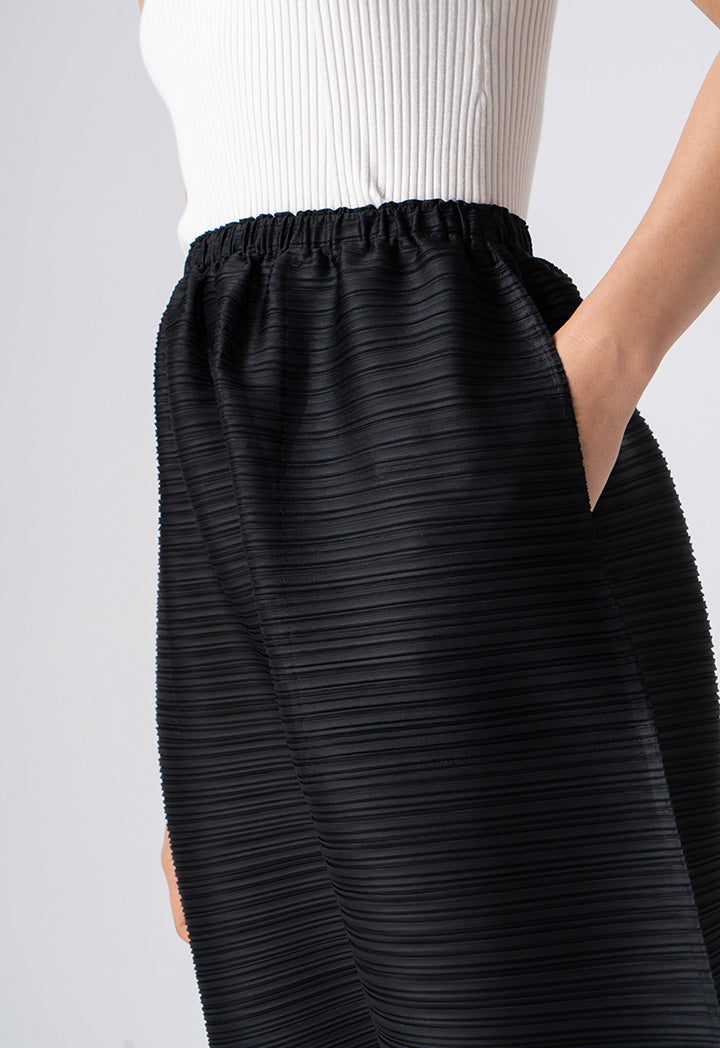 Choice Pleated Culottes Trousers Black