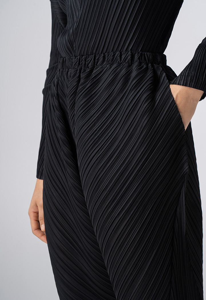 Choice Solid Pleated Trousers Black