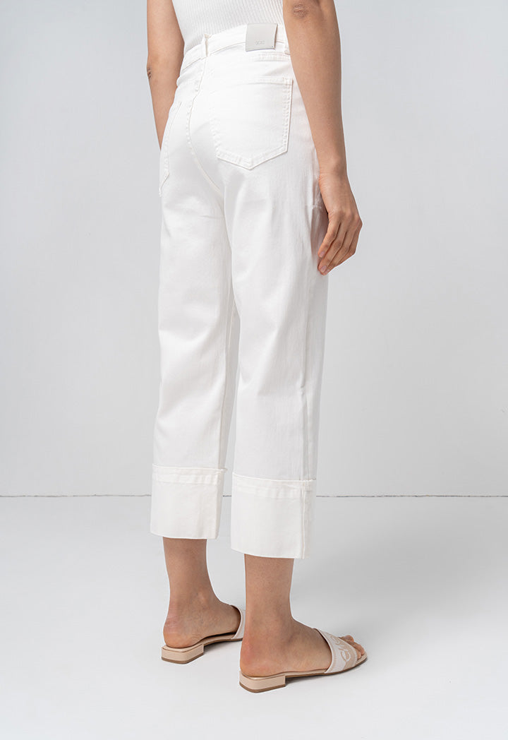 Choice Folded Wide Legs Denim Trouser Offwhite