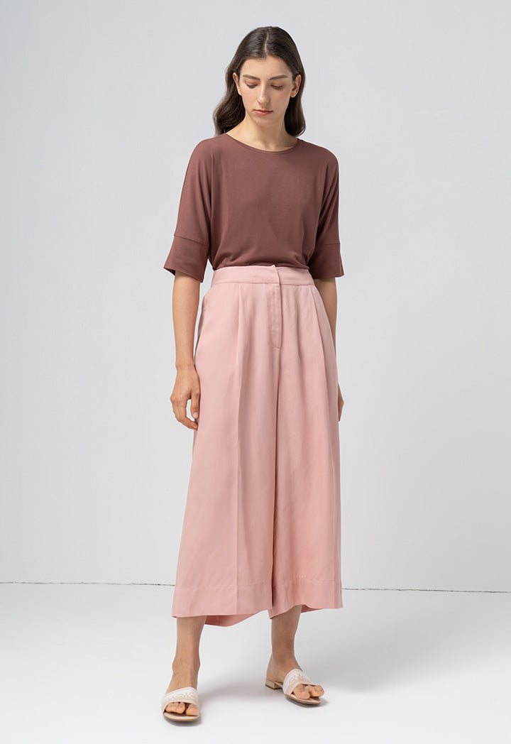 Choice Single Tone Straight Wide Legs Trouser Blush