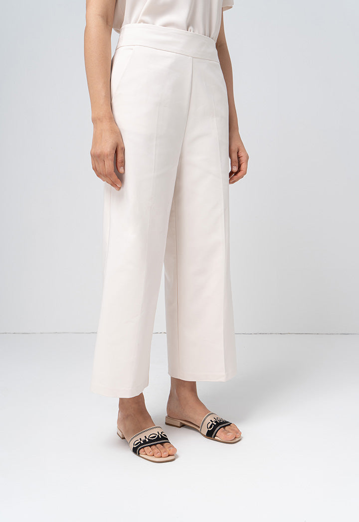 Choice Single Tone Wide Legs Trouser Cream