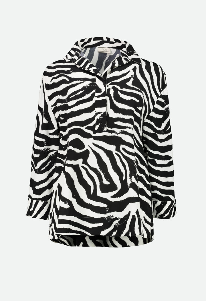 Choice Zebra Printed Blouse Multicolor - Wardrobe Fashion