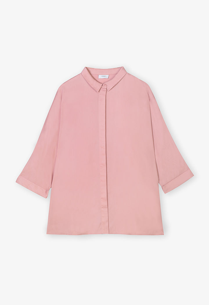 Choice Solid Kimono Sleeves Shirt Blush