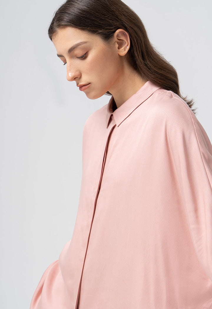 Choice Solid Kimono Sleeves Shirt Blush