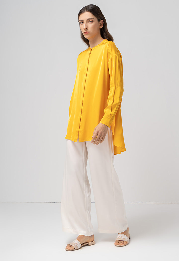 Choice Solid Long Sleeves Shirt Yellow